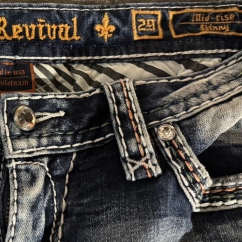 🤘NeW🥰 ROCK REVIVAL HARLOW LIMITED EDITION EMBROIDERED SKINNY JEANS 29 - Picture 7 of 16